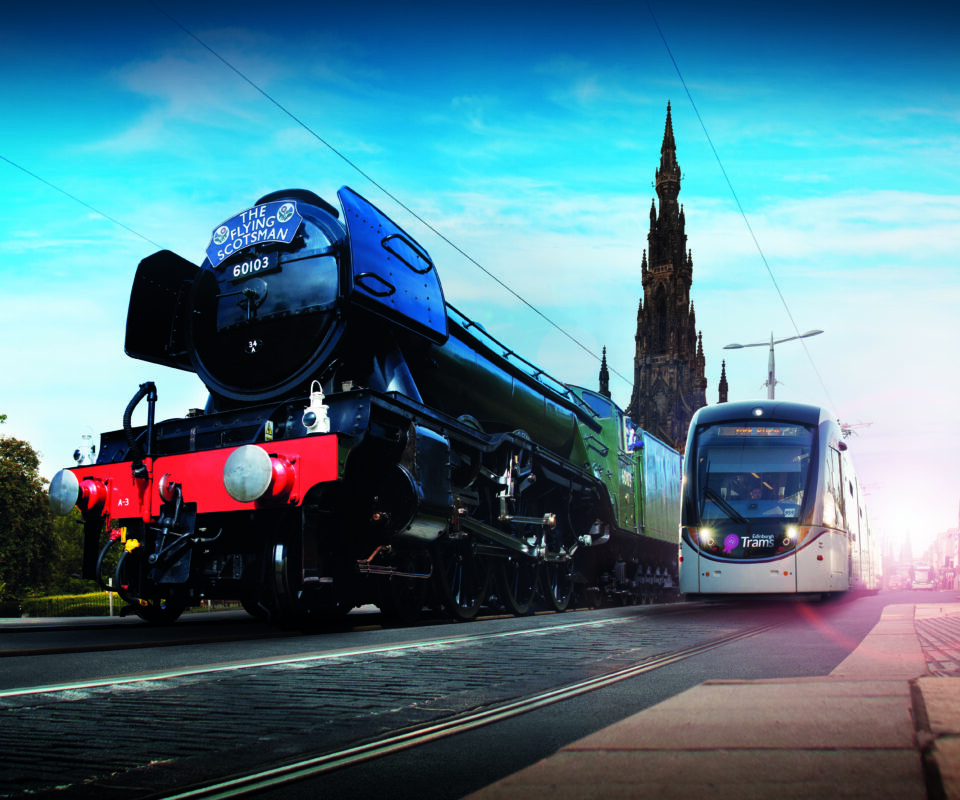 Scotsman Train and CR Smith Windows Sponsored Tram.