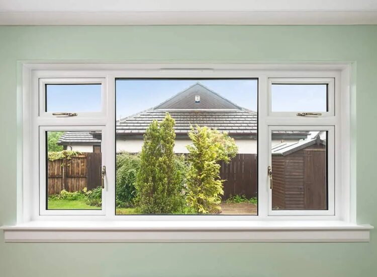 Internal view of a Lorimer casement window complete in a white finish with white engineered sills and surrounds.